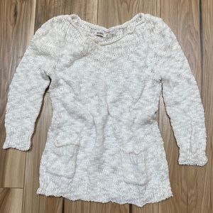 💥5 for $18💥 Old Navy 3/4 sleeve open knit sweater XS cream cotton acrylic